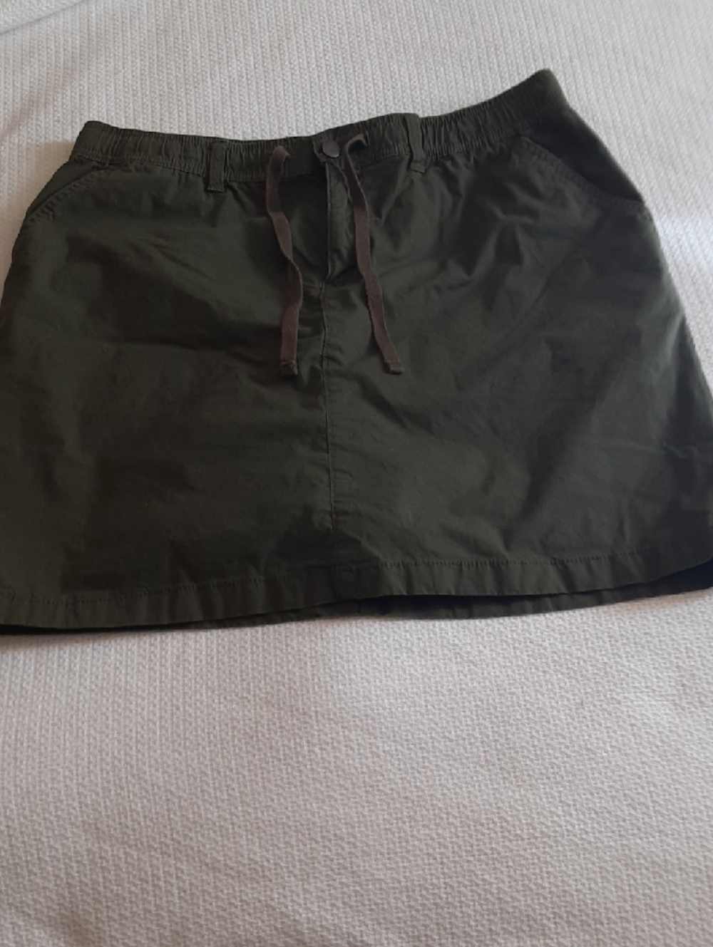 Olive Green Drawstring Mini Skirt